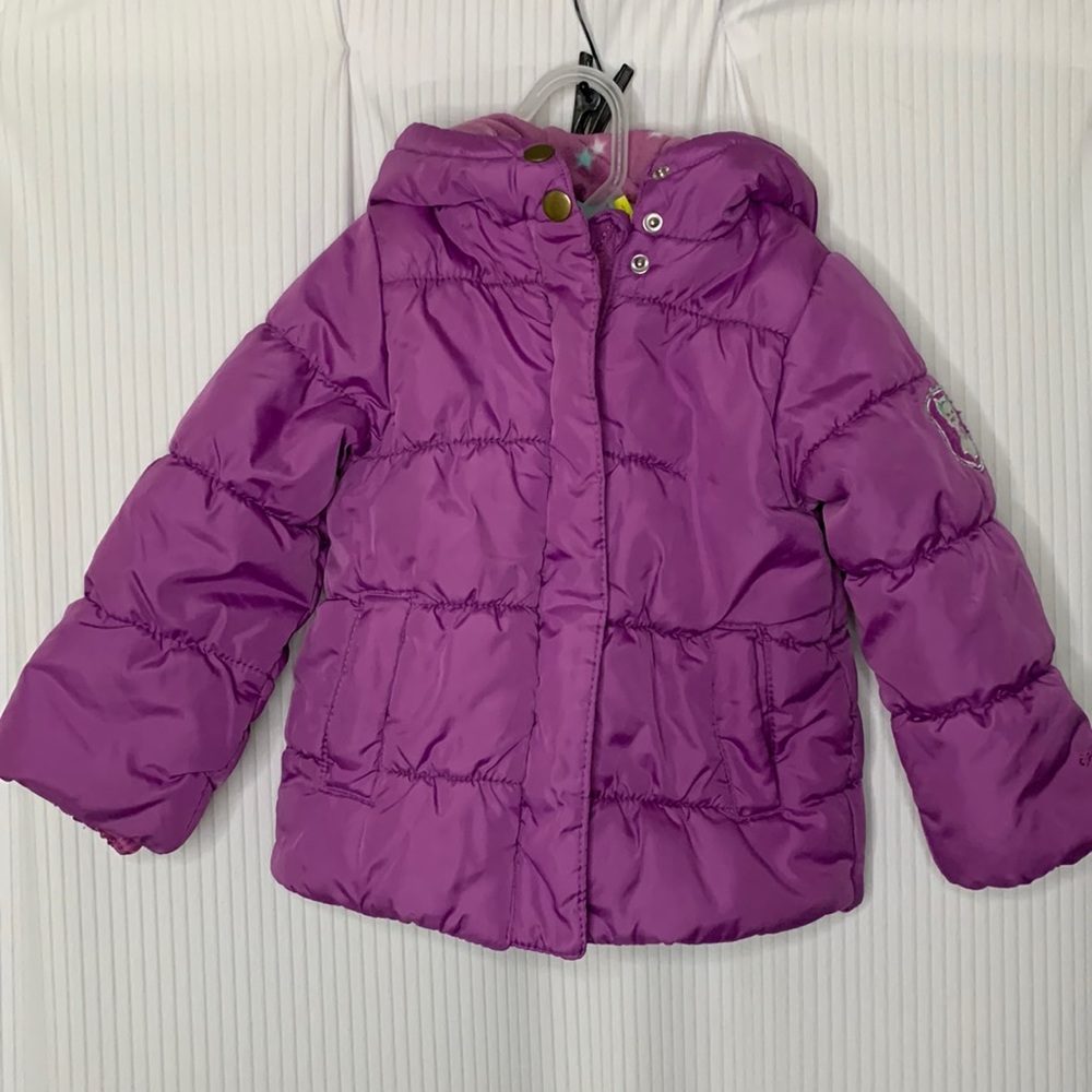 Carter’s Puffer Jacket Fleece Lined with Hood Purple Toddler Size 3